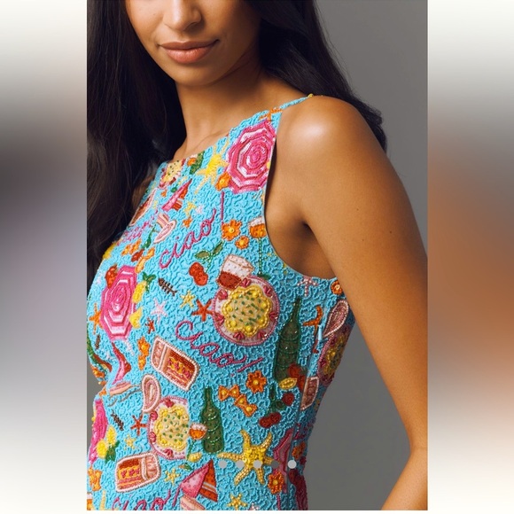 Anthropologie NWT For Love & Lemons Ciao Beaded Mini Dress size 10. - Picture 5 of 13